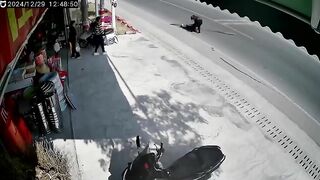 Walking On The Street With A Long Object