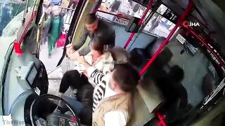 Woman Beats Husband And Bus Driver