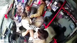 Woman Beats Husband And Bus Driver