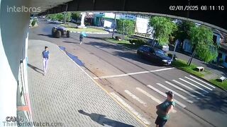 Brazilian Woman Hit By Tractor - Umbrella Blocked