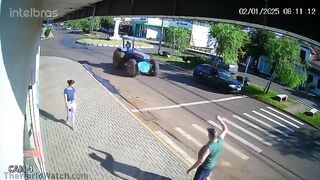 Brazilian Woman Hit By Tractor - Umbrella Blocked