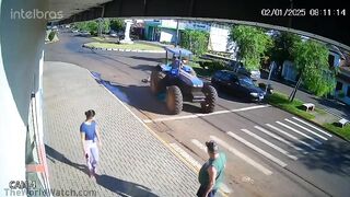 Brazilian Woman Hit By Tractor - Umbrella Blocked