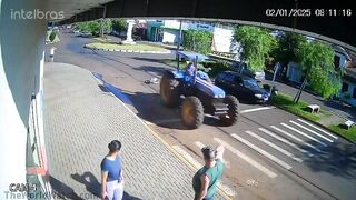 Brazilian Woman Hit By Tractor - Umbrella Blocked