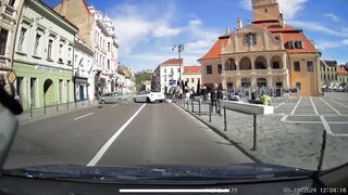 Driver Avoids Pedestrian Who Fell Into Road And Crashes On Other Side