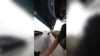 Cyclist Hit By Flying Tire On Highway