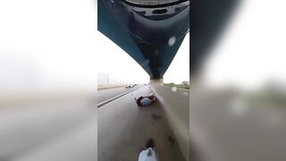 Cyclist Hit By Flying Tire On Highway