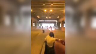 Girl In Back Of Truck Witnesses Motorcycle Accident That Caught Fire