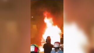 Girl In Back Of Truck Witnesses Motorcycle Accident That Caught Fire