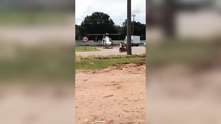 Helicopter Parked On The Street