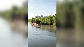 Houseboat Destroyed After Hitting Bridge