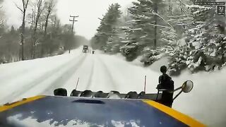 Idiot Tried To Overtake A Semi Truck On A Snowy Road