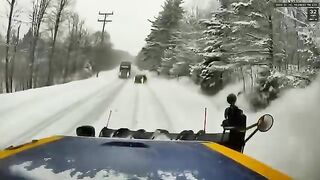 Idiot Tried To Overtake A Semi Truck On A Snowy Road