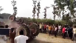 Imagine Being Hit And Killed By Your Own Tractor In Public