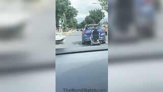 Electric Car Towed Away