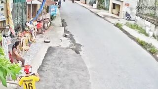 Motorcyclist So Focused On Looking At Woman He Crashes Face First Into Wall