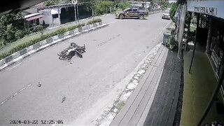 The Driver Went Flying While Trying To Avoid The Vehicle