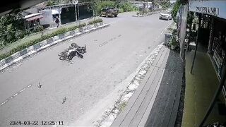 The Driver Went Flying While Trying To Avoid The Vehicle
