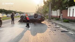 Porsche Loses Control And Crashes Into Telephone Pole
