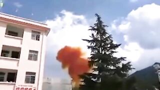 Rocket Crash Causes Orange Chemical Cloud