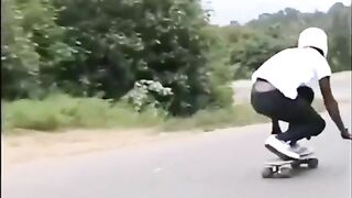 Skater Crashes Into Full-size Motorcycle - Slow Motion