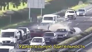 Out-of-control Car Crashes Into Multiple Vehicles