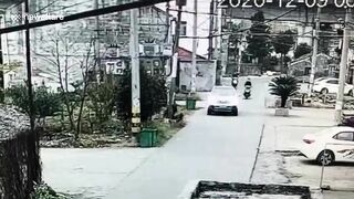 Scooter Rider Dragged Across Road After Falling In Front Of Car