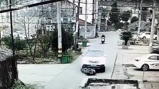 Scooter Rider Dragged Across Road After Falling In Front Of Car