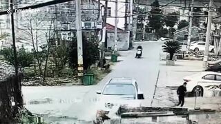 Scooter Rider Dragged Across Road After Falling In Front Of Car