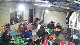 Serious Domino Player Interrupted By Rude Construction