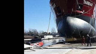 Dutch Dock Worker Nearly Crushed To Death After Ship Launch Failed