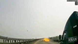 Shocking Video Shows Helicopter Crashing In Middle Of Motorway