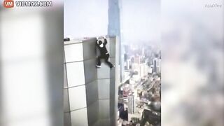 Shocking Moment Chinese Adventurer Falls To His Death From Skyscraper