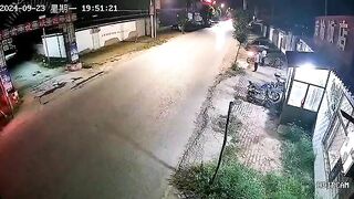 Speeding Driver Collides With Stupid Motorcyclist