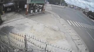Speeding Motorcycle Crashes Into Gas Station