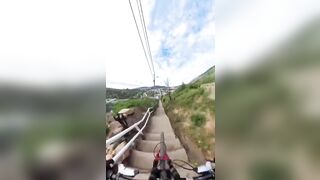 Cycling Up Steep Steps