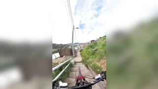 Cycling Up Steep Steps