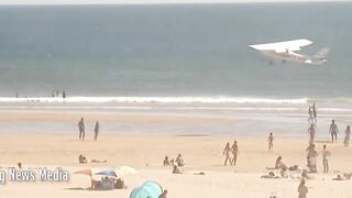 The Moment The Plane Crashed On A Portuguese Beach