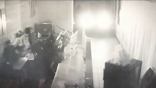 Thugs Rammed A Car Into An Ice Cream Shop, Stole The ATM And Destroyed It
