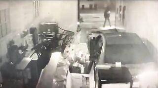 Thugs Rammed A Car Into An Ice Cream Shop, Stole The ATM And Destroyed It