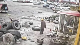 Worker's Tire Exploded