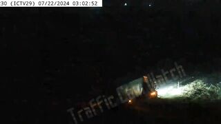 A Semi-trailer Truck Collided With A Parked Semi-trailer Truck In Iowa, Causing It To Overturn