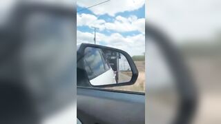 Truck Hits Car And Leaves Highway