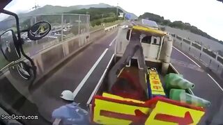 Truck Stop: Car Hits Road Worker