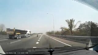 Truck Loses Wheel And Causes Accident On Highway
