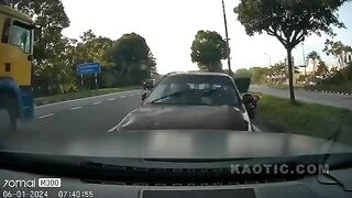 Two Cyclists Escape Truck Accident