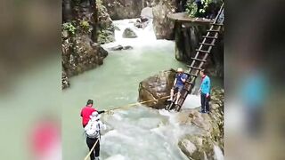 The Two Were Swept Away By The Rapids