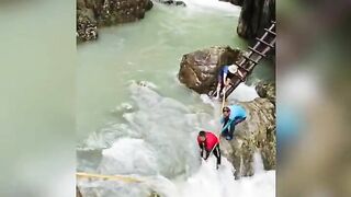 The Two Were Swept Away By The Rapids