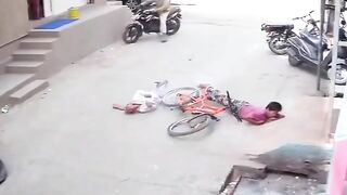 Two People Hit The Bicycle