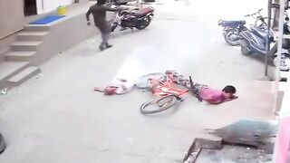 Two People Hit The Bicycle