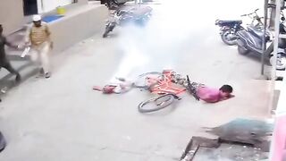 Two People Hit The Bicycle